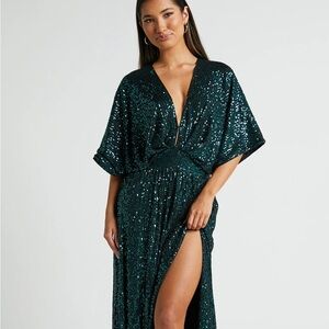 Showpo Green Sequin Maxi Dress